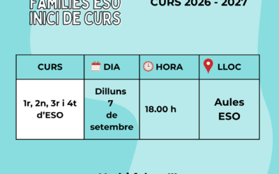 Reunions d’inici de curs per a famílies de l’alumnat d’ESO